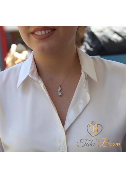 Beyaz Taşlı Nazar Boncuklu Sevimli Tavuskuşu Gümüş Kolye modelleri