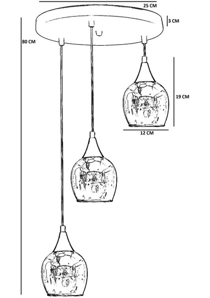 Enzo 3 Lü Tepsili Eskitme Beyaz Camlı Sarkıt fırsatları