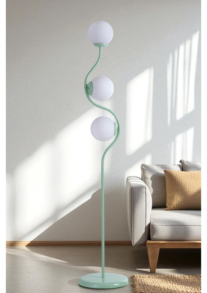 Turan 3 Lü Yeşil Lamabder Beyaz Camlı