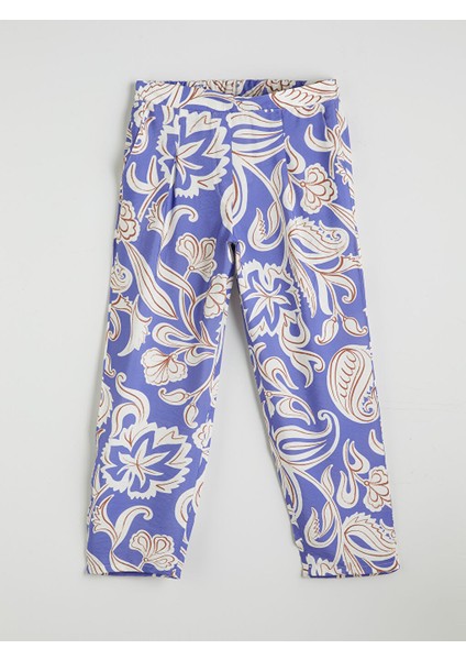 Yeni Sezon Beli Lastikli Cicekli Kadin Pantolon - S5NI08Z8