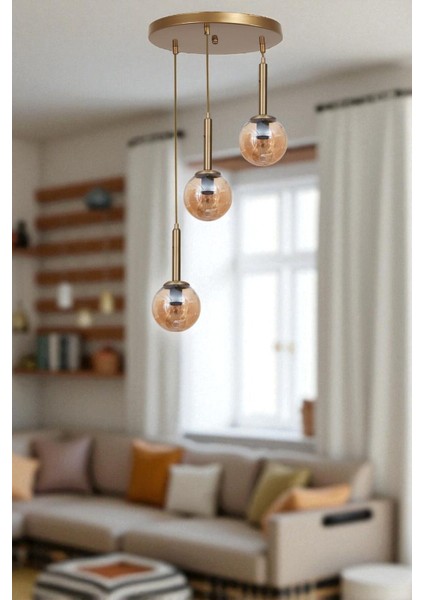 Sezgi 3 Lü Tepsili Eskitme Bal Camlı Sarkıt