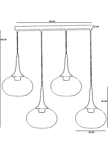 Zara 4 Lü Sıralı Siyah Füme Camlı Sarkıt fırsatları