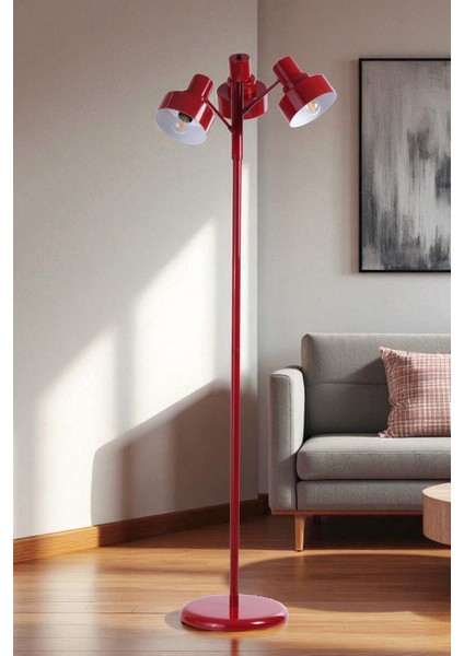 Jesus 3 Lü Kırmızı Lambader Metal Başlıklı