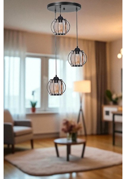 Ohrid 3 Lü Tepsili Siyah Sarkıt