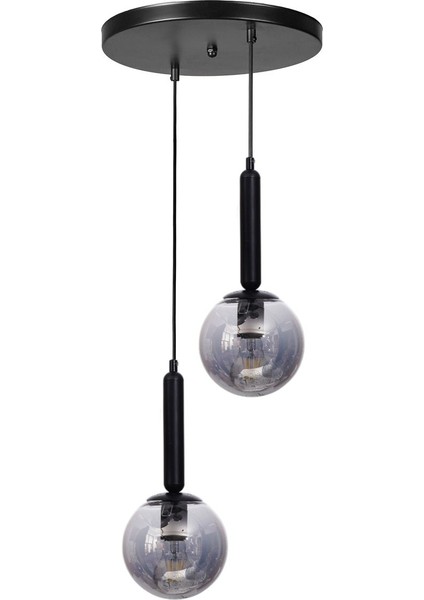 Sezgi 2 Li Tepsili Siyah Füme Camlı Sarkıt fiyatları