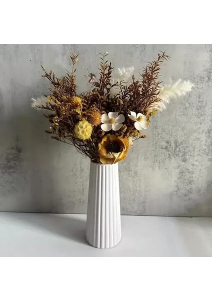 Modern Seramik Dekoratif Vazo | Çizgili Minimal Tasarım fiyatları