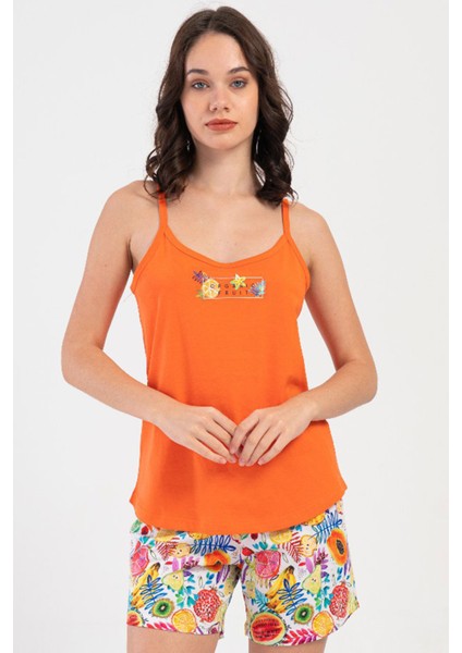 Pamuklu Kadın Ip Askılı Şortlu Pijama Takım , 408199