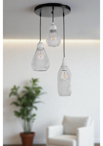 Karmaşık 3 Lü Tepsili Beyaz Sarkıt