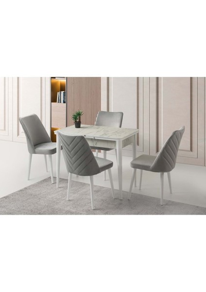 Marmo Mobilgen Talia Sandalye 100+25 Kelebek Tekno Kenar Hg Açılabilir Masa Takımı