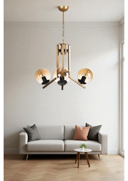 Yeni Ruby 3 Lü Eskitme Bal Camlı Avize