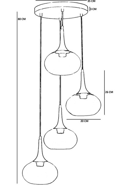 Zara 4 Lü Tepsili Siyah Füme Camlı Sarkıt fırsatları