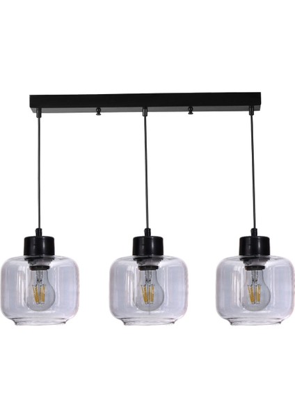 Parla 3 Lü Sıralı Siyah Füme Camlı Sarkıt fiyatları