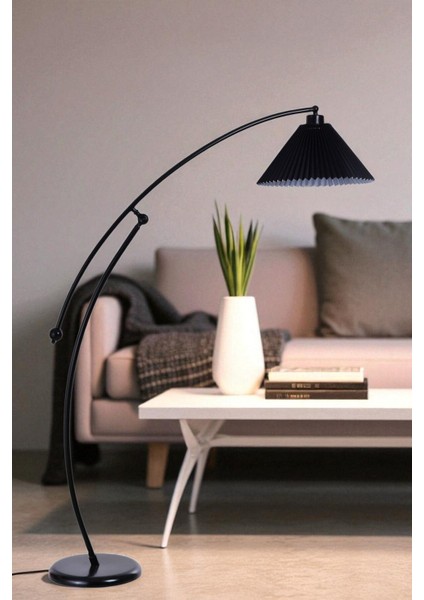 Zümra Siyah Lambader Pileli Siyah Abajurlu