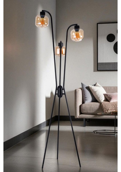 Yeni Akasya 3 Lü Siyah Lambader Bal Camlı