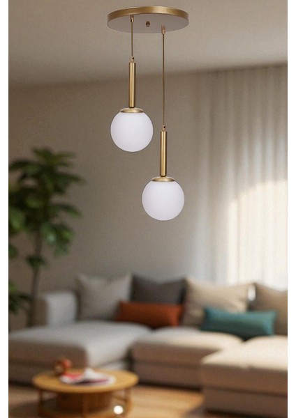 Sezgi 2 Li Tepsili Eskitme Beyaz Camlı Sarkıt