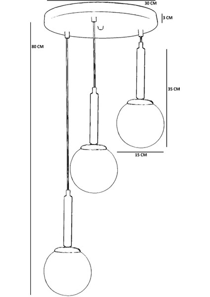 Işıl 3 Lü Tepsili Ceviz Beyaz Camlı Sarkıt fırsatları