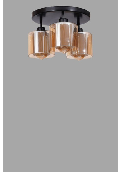 Yeni Sahra 3 Lü Tepsili Siyah Plafonyer Avize modelleri