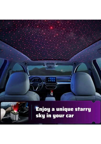 Rgb Işıklı 66W Araç Şarj Cihazı 4in1 Geri Çekilebilir Kablo Type-C + Lightning Yıldızlı Efekti