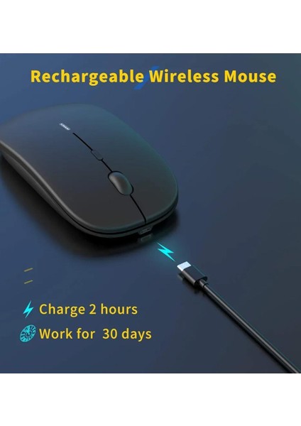 Kablosuz Sessiz Mouse, USB Dizüstü Bilgisayar Akülü Fare ,Şarj Edilebilir Ince Fare, 10M Menzilli Mouse Fare fiyatları