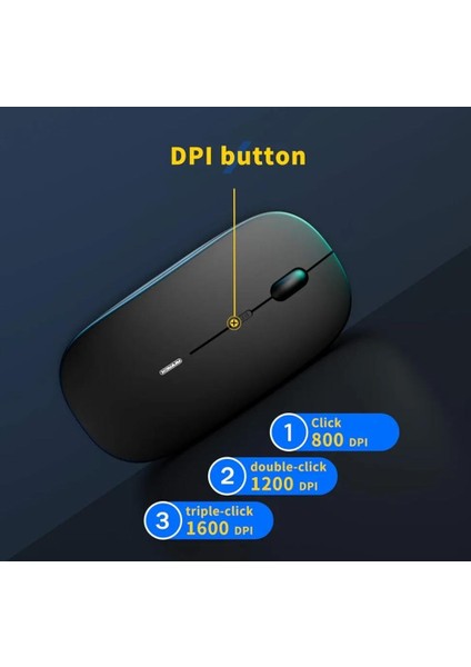 Kablosuz Sessiz Mouse, USB Dizüstü Bilgisayar Akülü Fare ,Şarj Edilebilir Ince Fare, 10M Menzilli Mouse Fare fırsatları