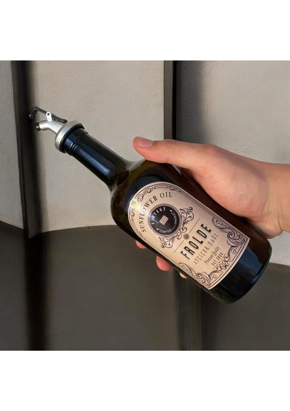 Home Ahşap Stantlı 2'li Amber 500 ml Cam Ayçiçek Yağı Zeytinyağı Şişesi Yağdanlık