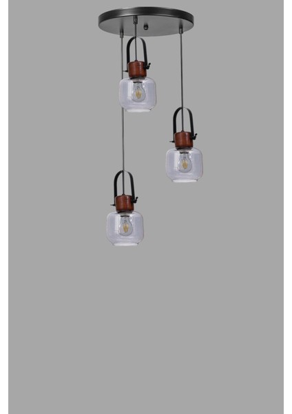 Masal 3 Lü Tepsili Siyah Füme Camlı Sarkıt modelleri