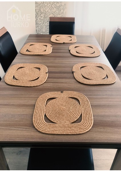 Haki Jüt ve Hasır Dekoratif Masa Örtüsü ve Tabak Altlığı Takımı indirimleri
