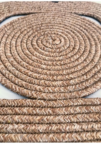 Haki Jüt ve Hasır Dekoratif Masa Örtüsü ve Tabak Altlığı Takımı