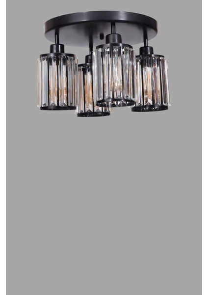 Hugo 4 Lü Tepsili Siyah Plafonyer Avize modelleri