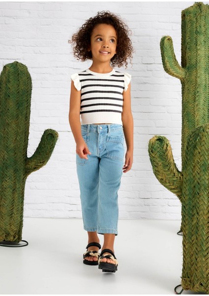 Kız Çocuk Nervürlü Bluz Beyaz 3024 modelleri