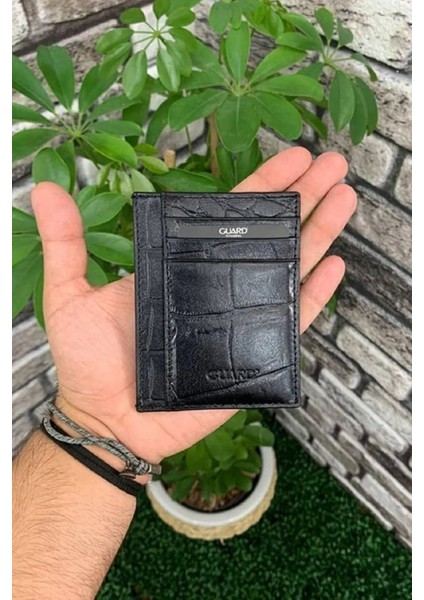 Derije Hakiki Deri Siyah Timsah Baskı Kartlık (T591) fiyatları