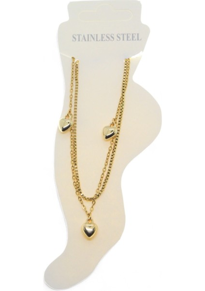 Altın Renk Asansör Sf 3 Kalp Çelik Halhal - 3484