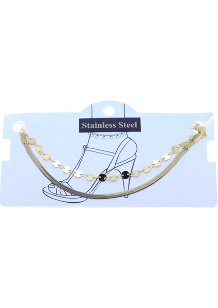 Altın Renk Italyan Birbirine Ekli Pul Çelik Halhal - 3463 fiyatları