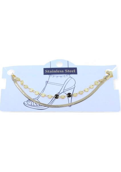 Altın Renk Italyan Birbirine Ekli Pul Çelik Halhal - 3463 modelleri