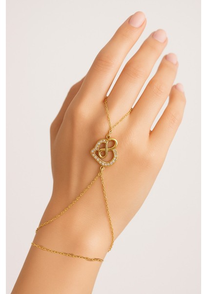 Altın Renk Kalp Sonsuzluk Çelik Şahmeran - 3577