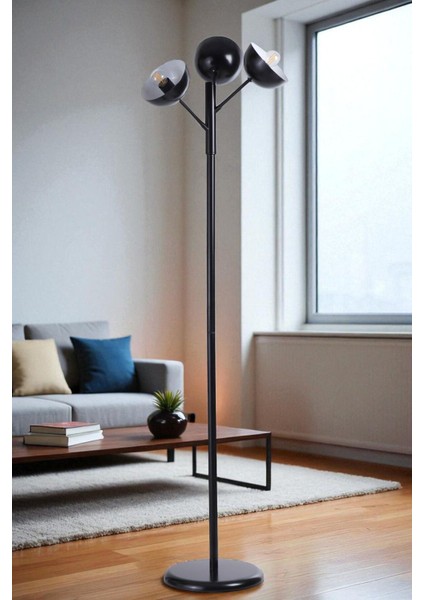 Küre 3 Lü Siyah Lambader Metal Başlıklı