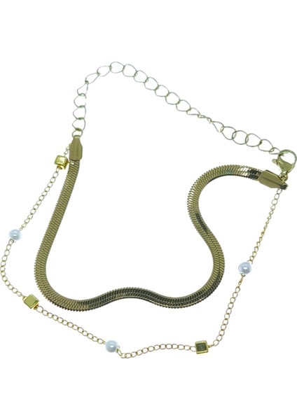 Altın Renk Italyan Küp Inci Çelik Halhal - 3494 modelleri