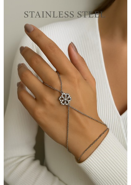 Gümüş Renk Kar Tanesi Çelik Şahmeran - 3574