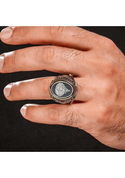 925 Ayar Gümüş Kelime-I Tevhid Yazılı Zirkon Taş Detaylı Dualı Erkek Yüzük modelleri