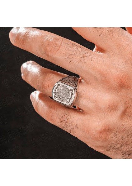 925 Ayar Gümüş Inşirah Suresi Işlemeli Taşsız Erkek Yüzük modelleri