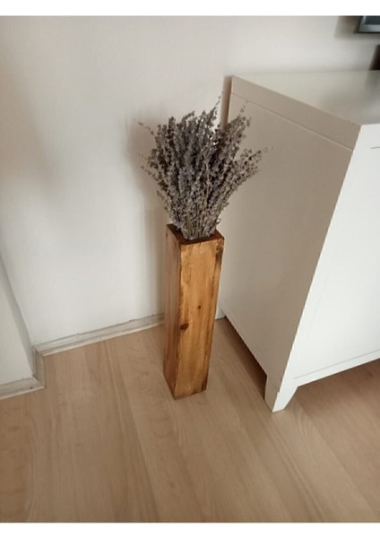 Kahverengi Ahşap Vazo, Pampas ve Yapay Çiçekler, 52 cm Uzun Dekoratif Biblo modelleri