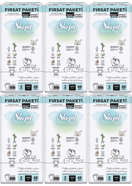 Bebek Bezi Bio Natural Beden: 2 (3- 6kg) Mini 288 Adet Ekstra Fırsat Pk