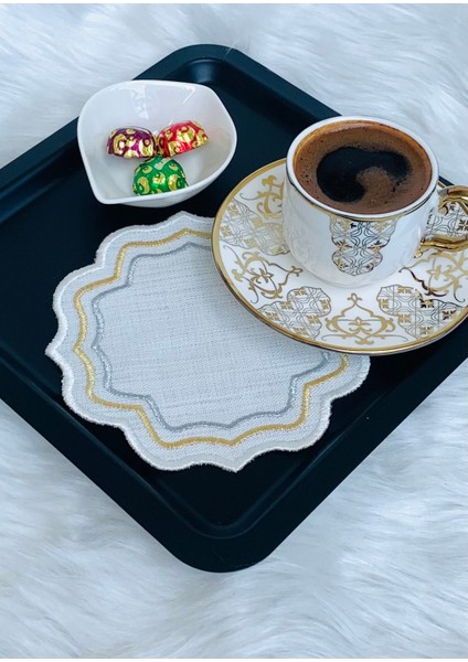 Altın ve Gümüş Simli Sunum Peçetesi,nakışlı Kahve Altlığı,6’lı Kokteyl Peçetesi,kahve Bardak Altlığı modelleri
