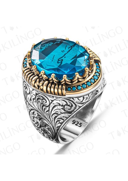 925 Ayar Gümüş Zirkon Taş Üzeri Hasbi Allah Yazılı Usta Işi Erkek Yüzük fiyatları