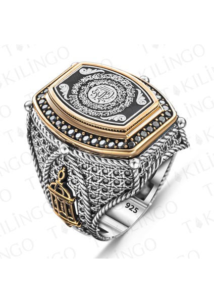 925 Ayar Gümüş Ayetel Kürsi Işlemeli Dualı Usta Işi Erkek Yüzük fiyatları