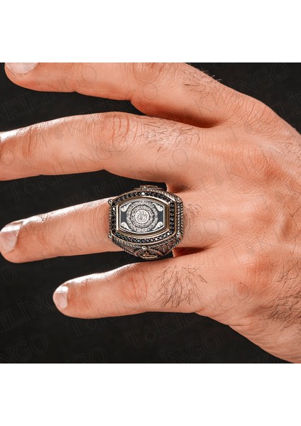 925 Ayar Gümüş Ayetel Kürsi Işlemeli Dualı Usta Işi Erkek Yüzük modelleri