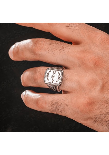 925 Ayar Gümüş Habiallah Yazılı Taşsız Dualı Erkek Yüzük modelleri