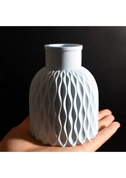 Minimalist Dalga Desenli Seramik Mini Vazo | Modern Dekor Parçası indirimleri