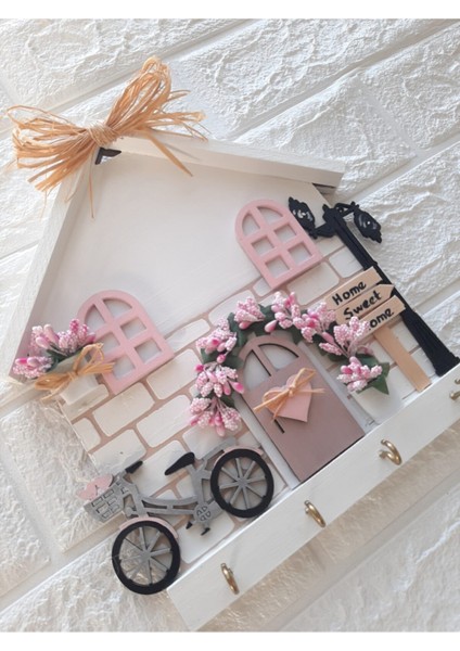 Pudra Renkli Ahşap Anahtarlık Askısı, 23X25 Cm, Şık ve Kullanışlı Tasarım indirimleri