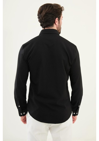 Gofreli Slim Fit Pamuk Erkek Gömlek 27080 indirimleri